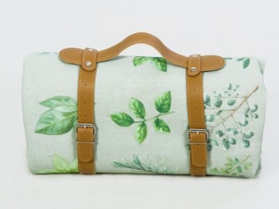 Botanical large picnic rug with pu handle